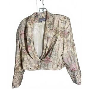 LB Portfolio Vintage Ladybug Cropped Tapestry Jacket Size 14 Y2K